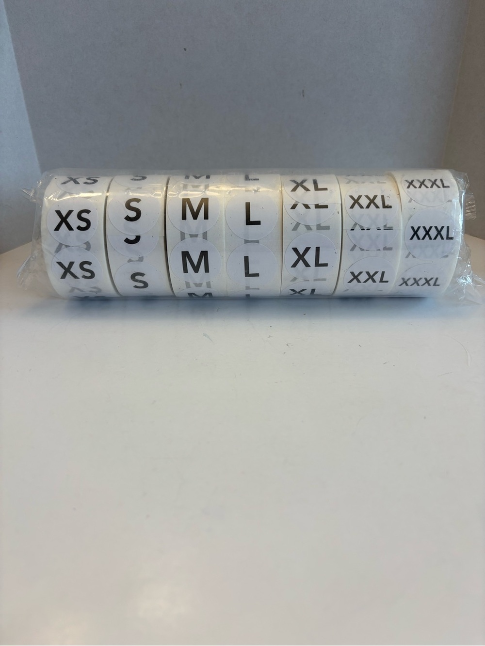 Clothing Sticker Rolls - XS to XXXL - Black on White Set of 7
